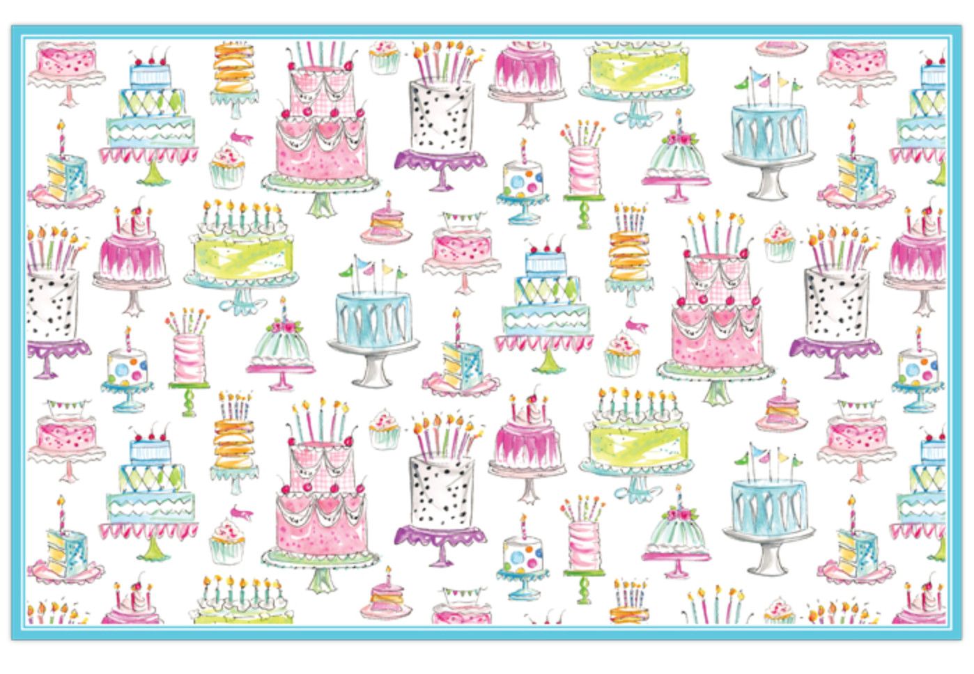 Handpainted Placemat- Colorful Birthday Cakes