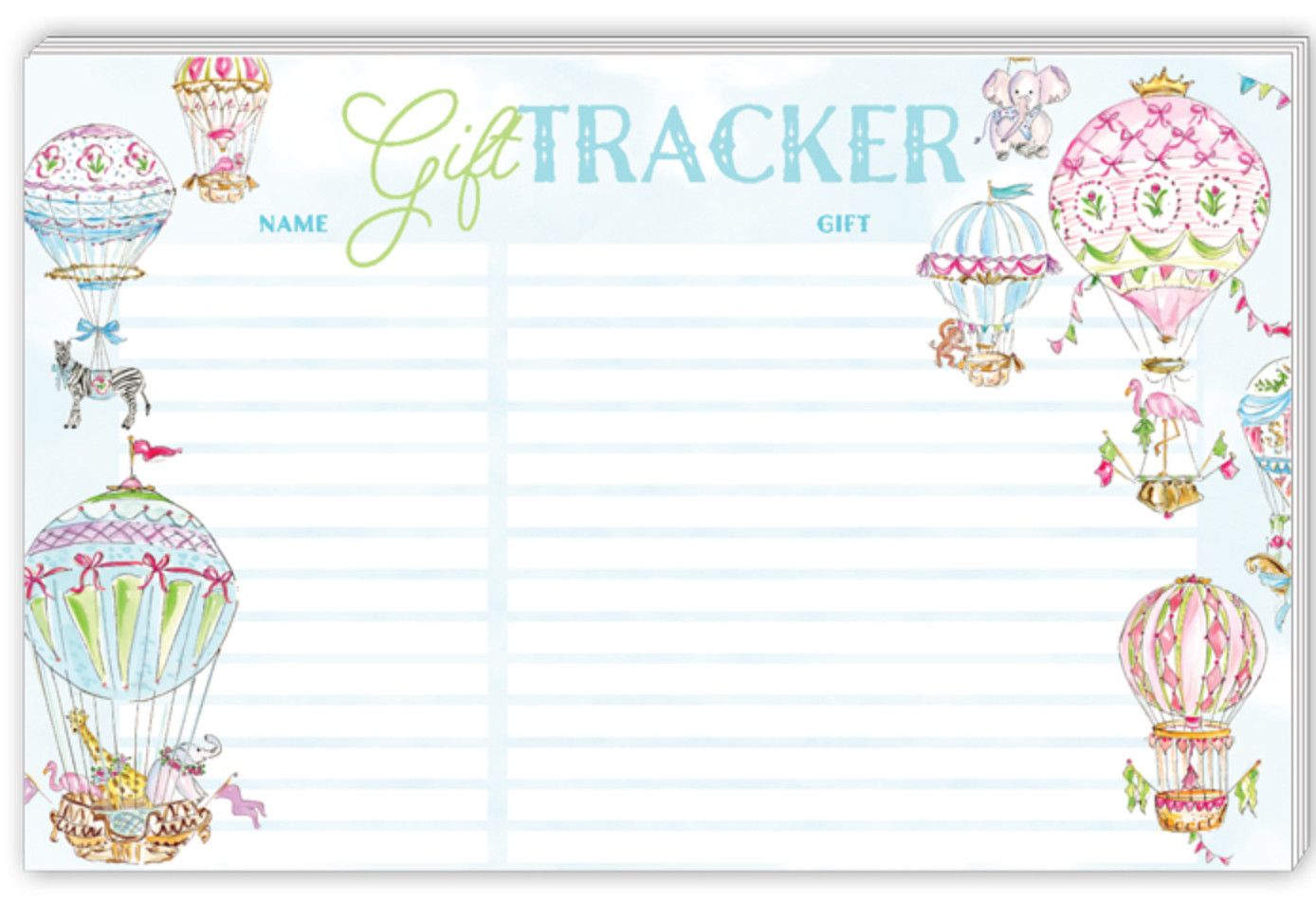 RBC Large Notepad Handpainted Hot Air Balloons Gift Tracker