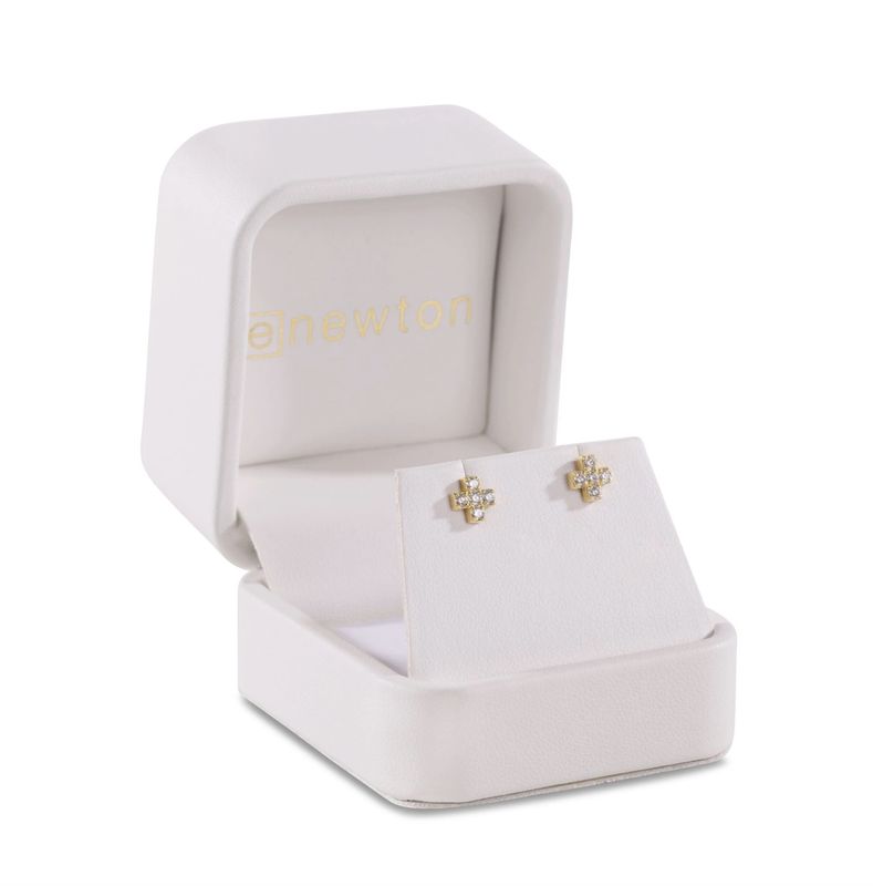 EN Gold and Diamond Signature Cross Earrings