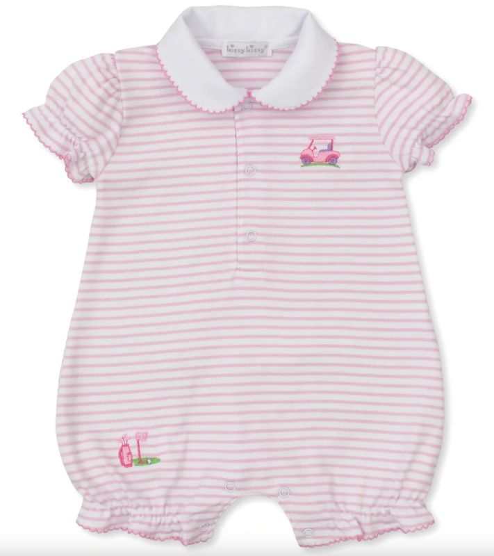 Fairway Foursom Short Playsuit - Pink Stripe