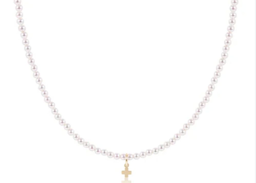 15&quot; Choker Classic Pearl 3mm bead - Signature Cross