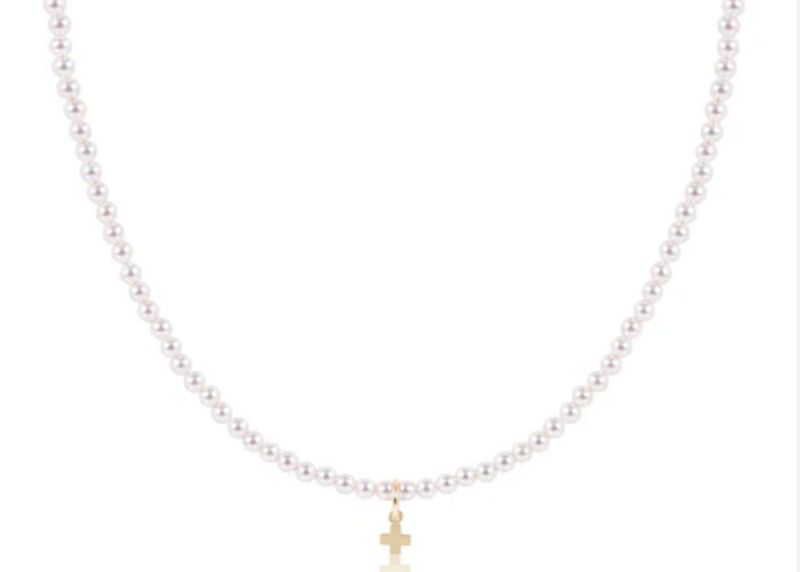 15&quot; Choker Classic Pearl 3mm bead - Signature Cross