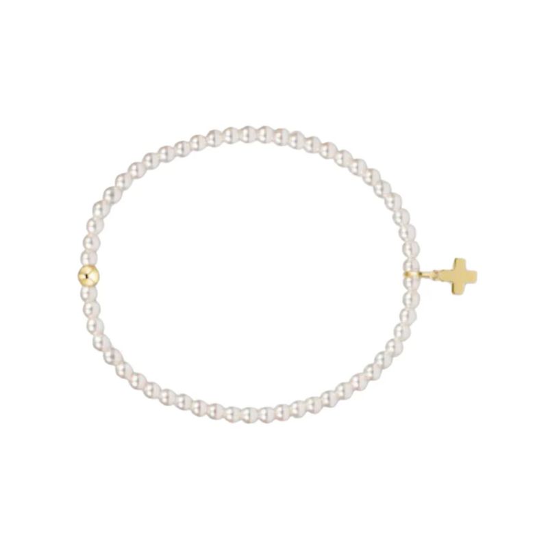 Classic Pearl 3mm Bead Bracelet - Signature Cross