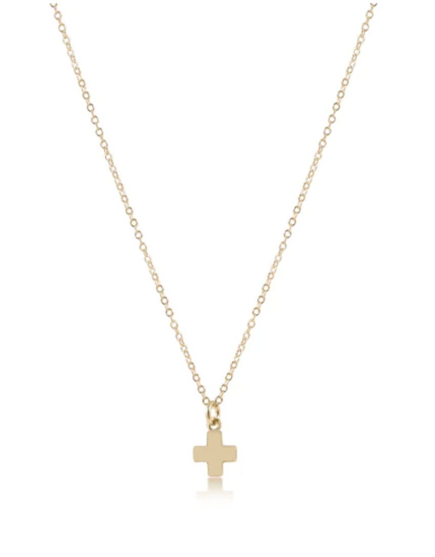 EN 16" Necklace Gold- Signature Cross Small Gold Charm