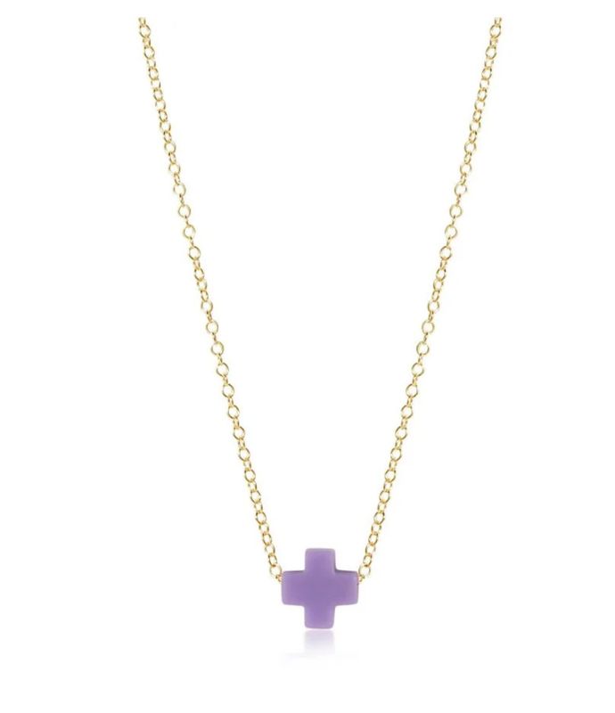 Purple- 16&quot; Necklace Signature Cross Small