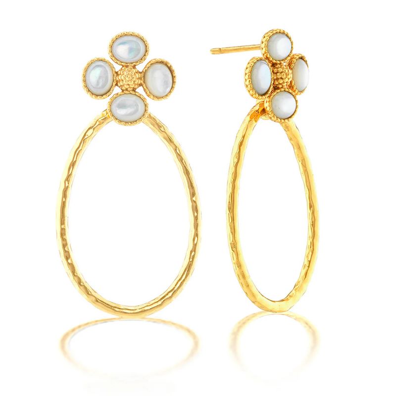Berry Clover Convertible Teardrop Earring- MOP