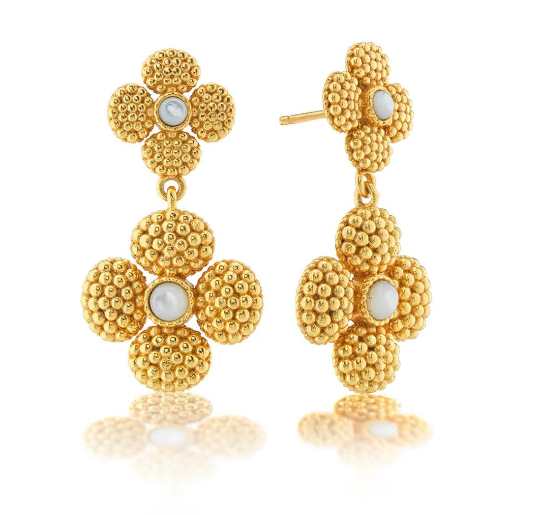 Berry Clover Convertable Duo Earrings- MOP