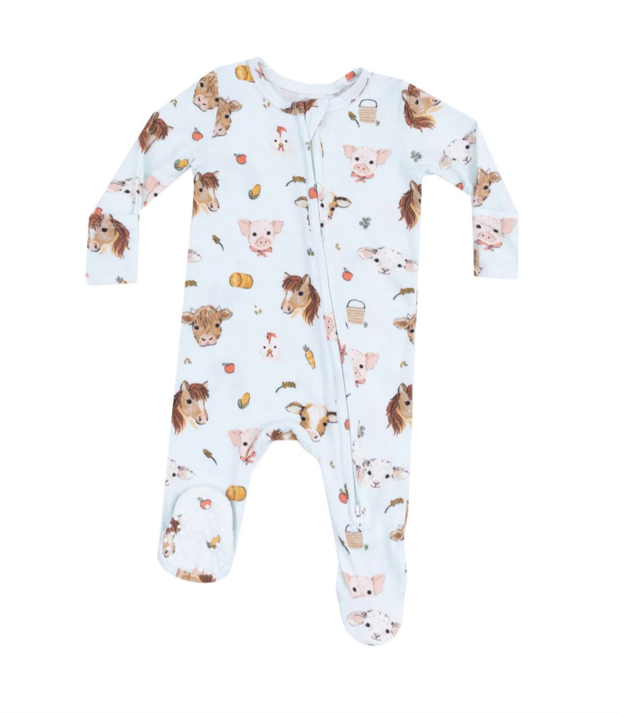 Vintage Animals Faces Blue 2 Way Zipper Footie