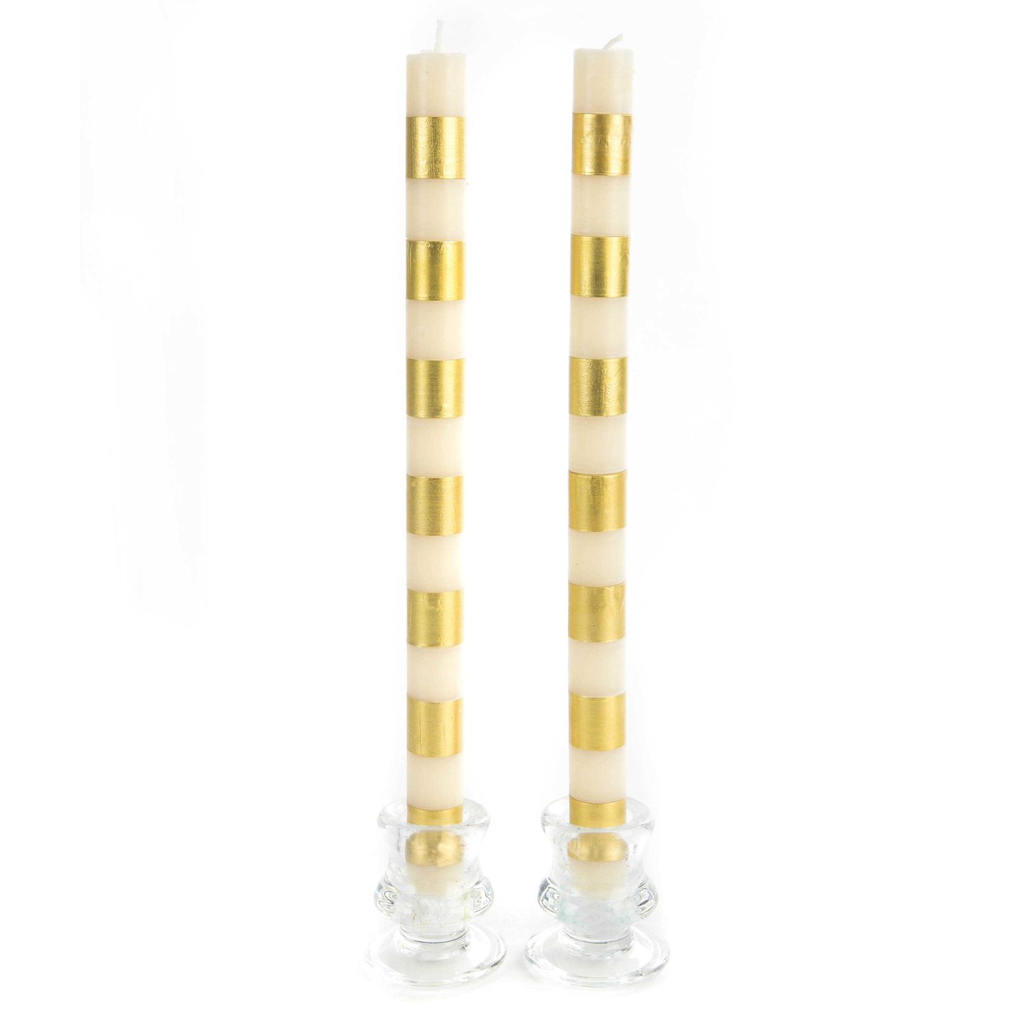 Bands Gold Dinner Candles, Set of 2
