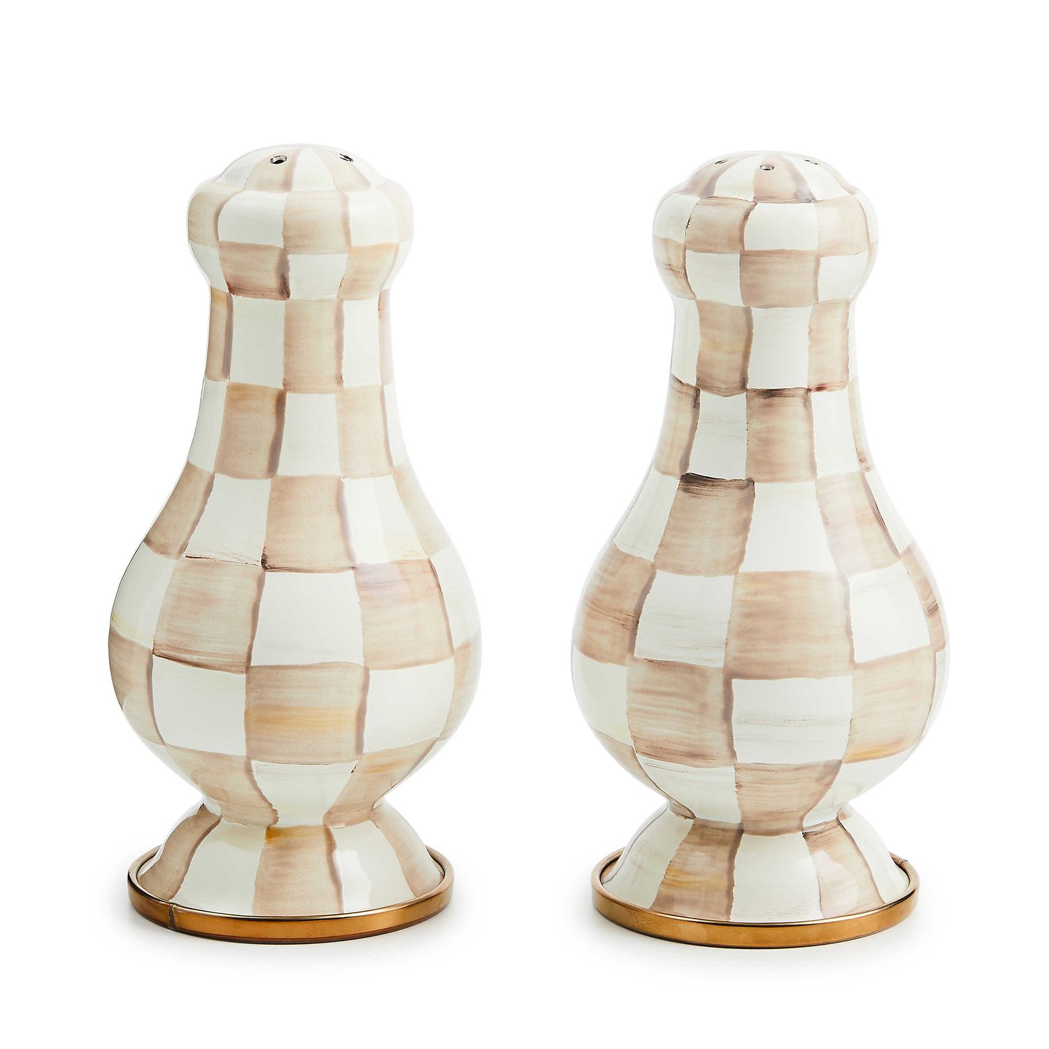 Mocha Check Large Salt &amp; Pepper Shakers