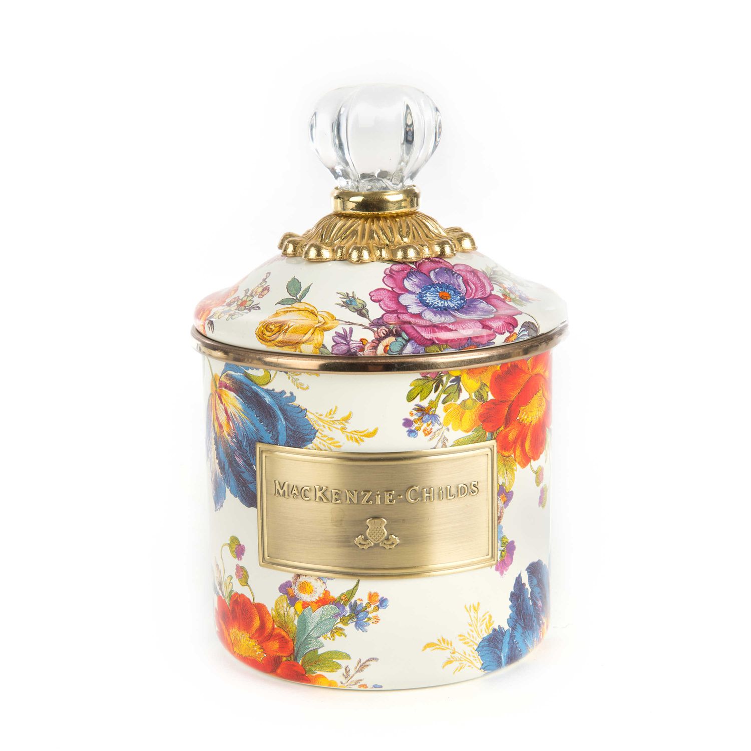 White Flower Market Check Demi Canister
