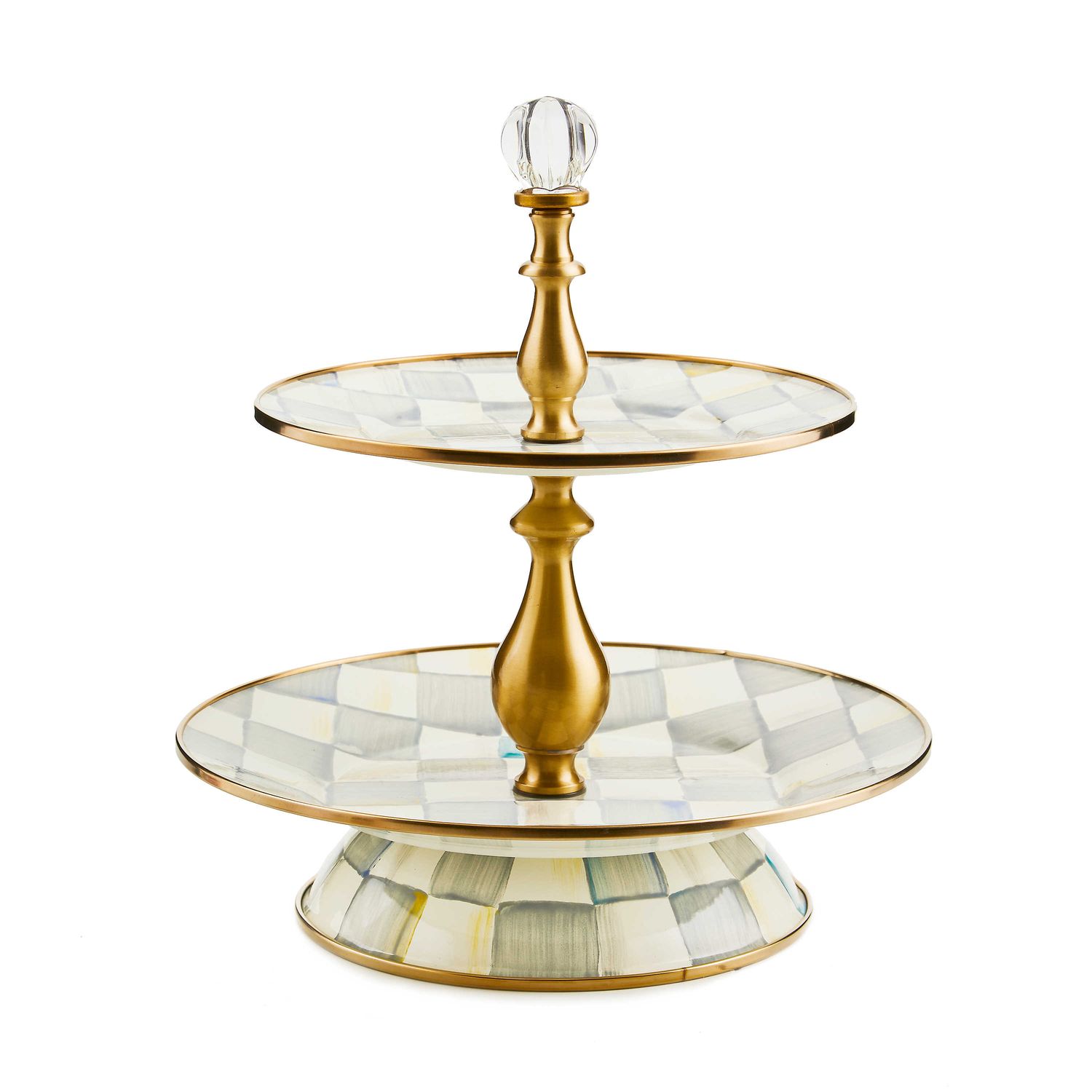 Sterling Check Two Tier Sweet Stand