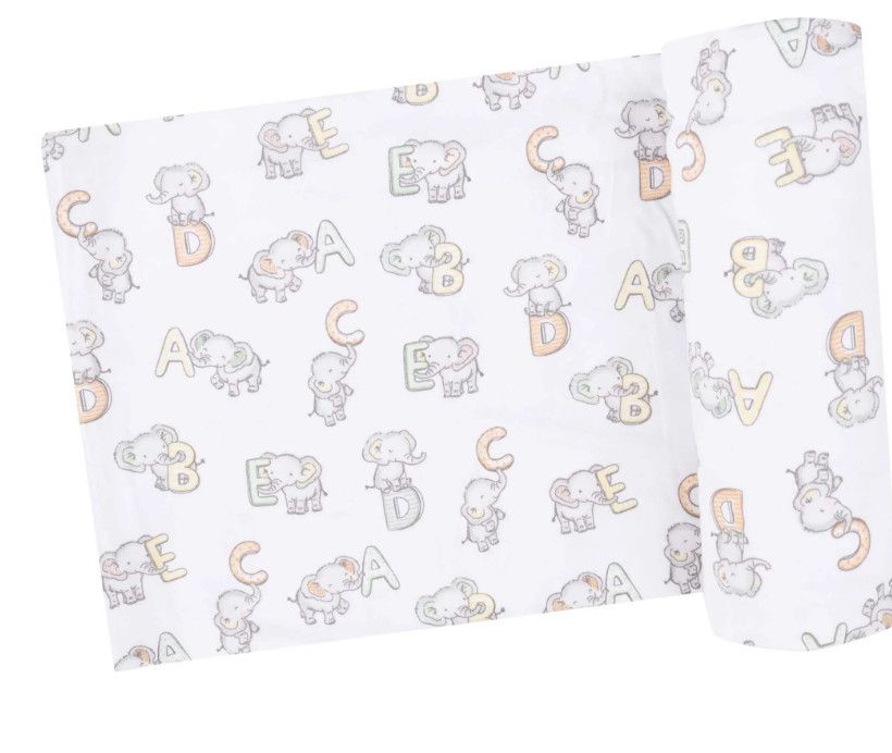 Vintage Elephant ABC Swaddle Blanket 45x45