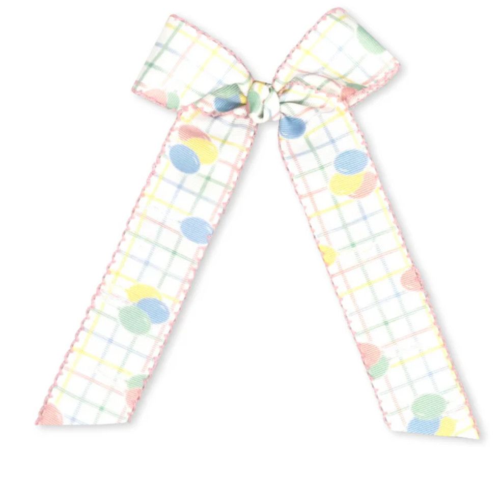 Lola Long Bow-Party Time Balloon Plaid