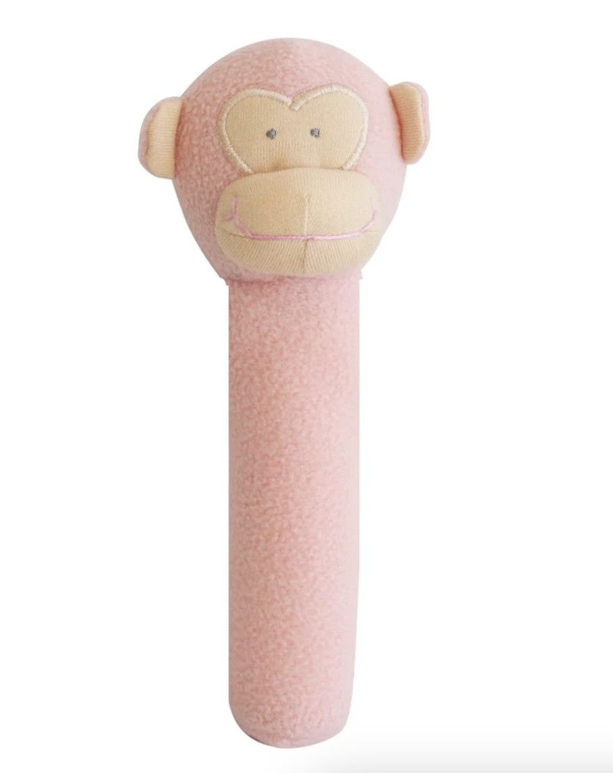 Fleece Monkey Squeaker- Pink