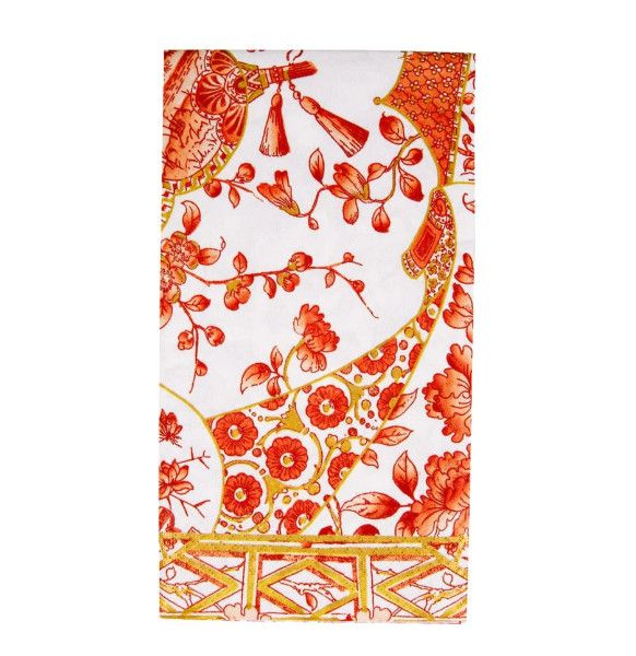 Caspari Gilded Porcelain Coral- Guest Towel