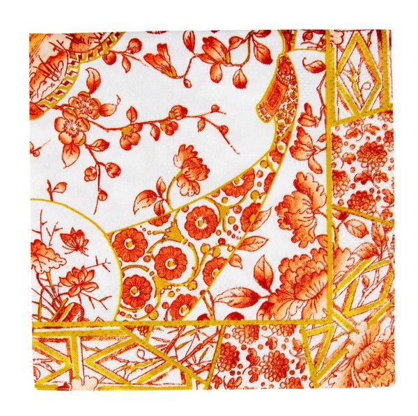 Gilded Porcelain Coral- Cocktail Napkin