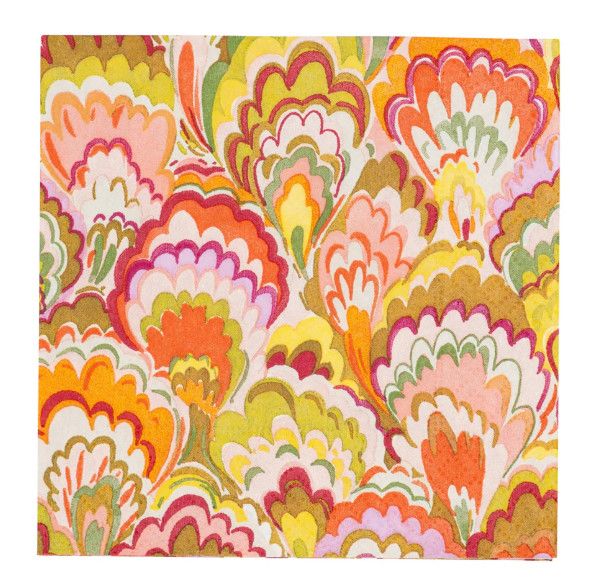 Marbled Ceramica Raspberry/Chartreuse Cocktail Napkin