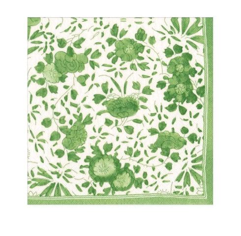Caspari Delft Green Cocktail Napkin