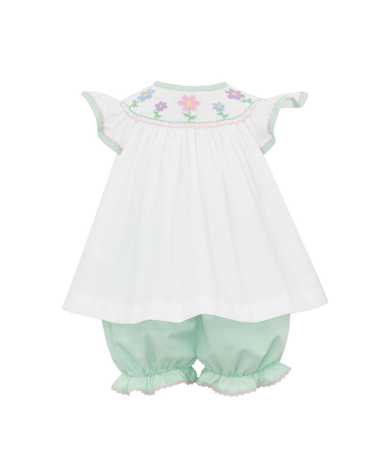 Flowers Bloomer Set- Green Gingham