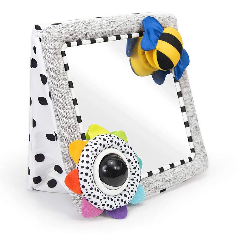 Grey Tummy Time Floor Mirror Bee