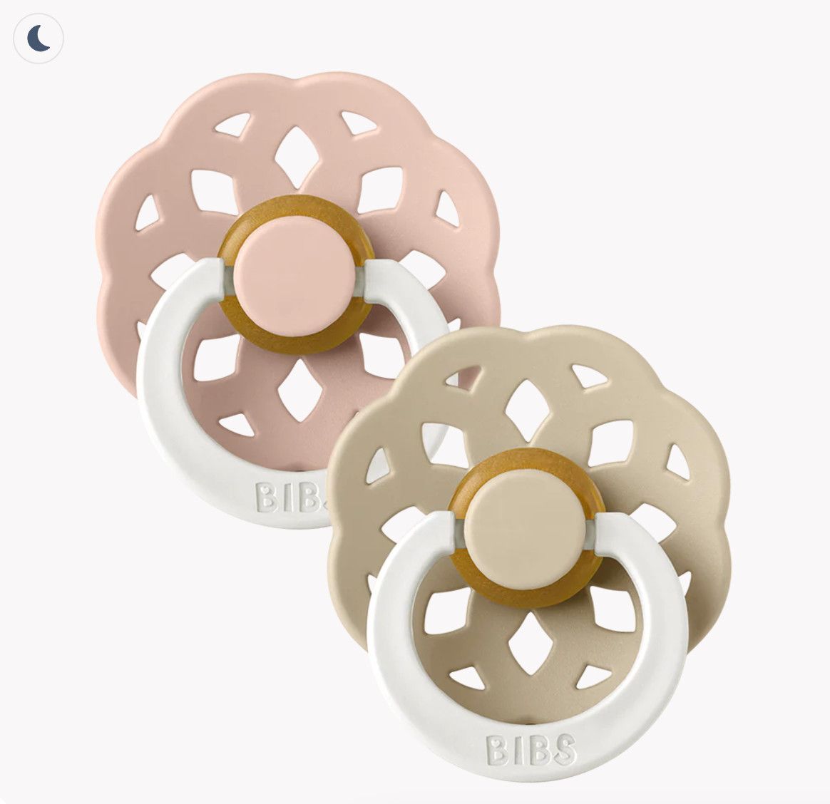 BIBS Boheme 2 Pack Blush GLOW/ Vanilla GLOW Size 2