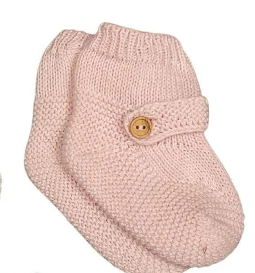 Knit Sock Booties, Pink 