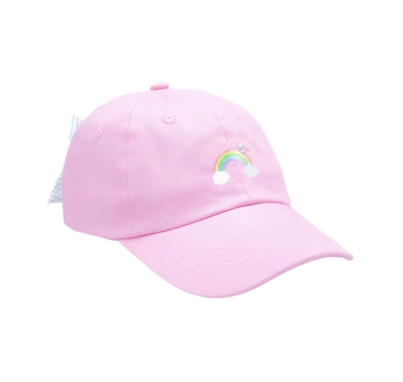 B&amp;B Rainbow Sparkle Bow Baseball Hat- Girls