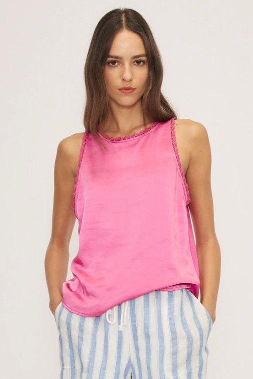 Kelsi Satin Tank- Fuschia