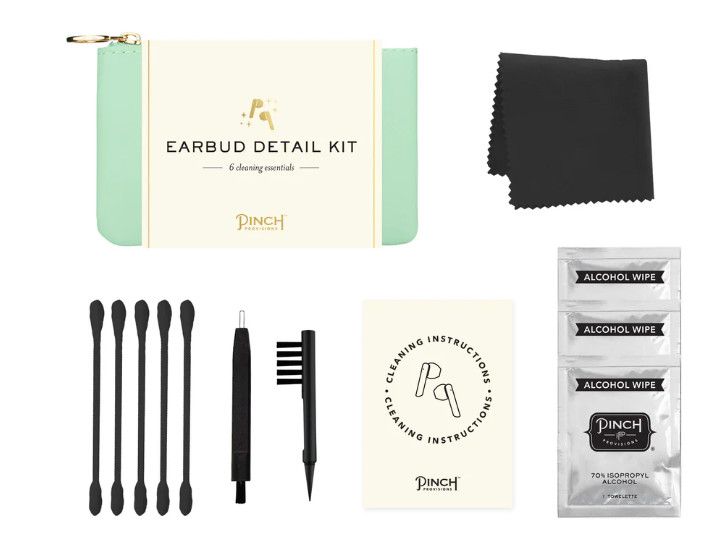 Earbud Detail Kit- Mint Vegan Leather Pouch