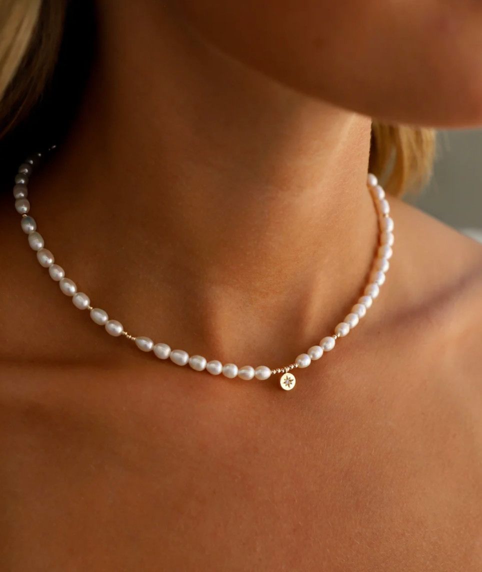 Pearl Beaded Star Medallion Necklace