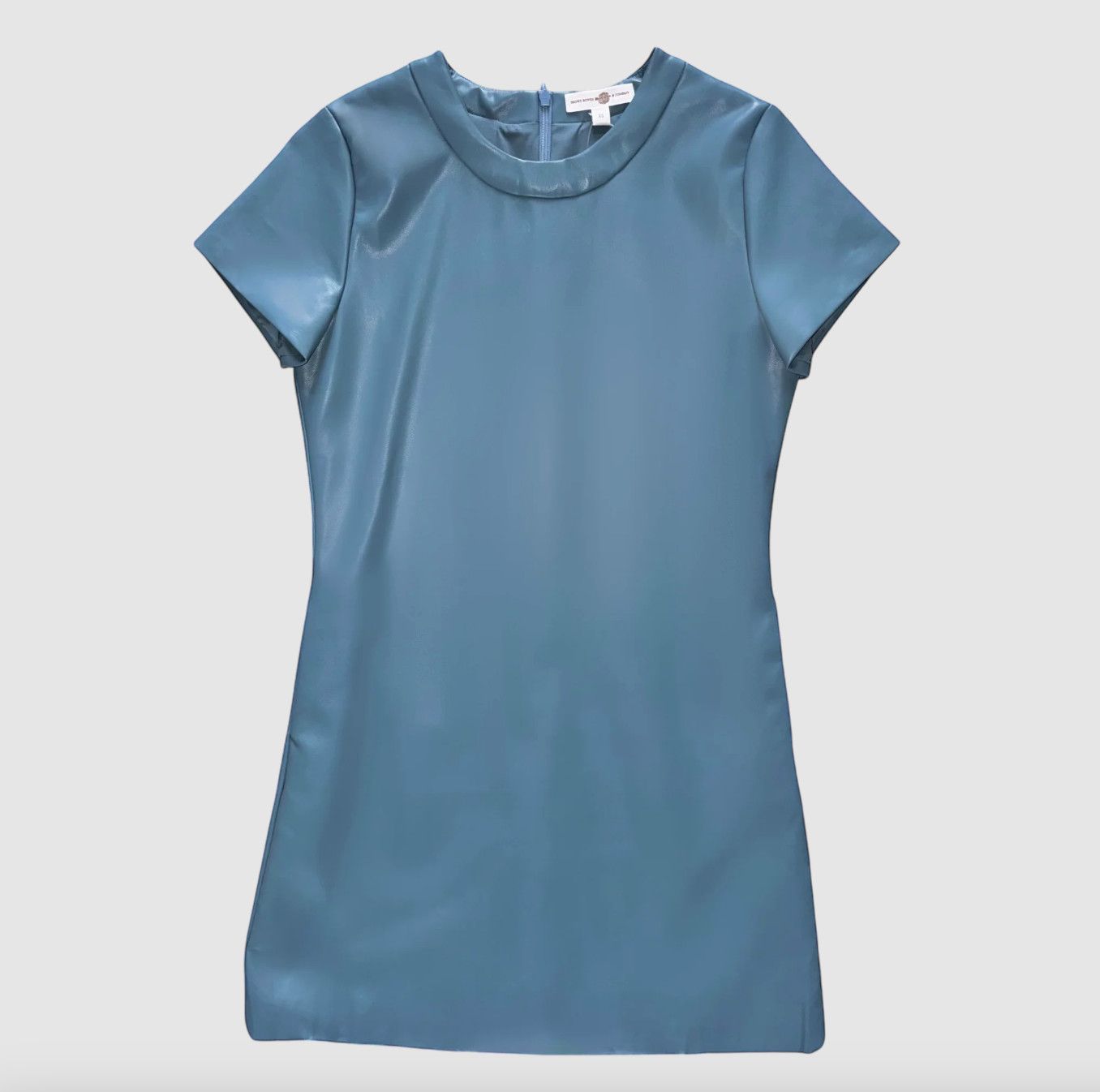 Mimi Dress in Slate Blue Leather