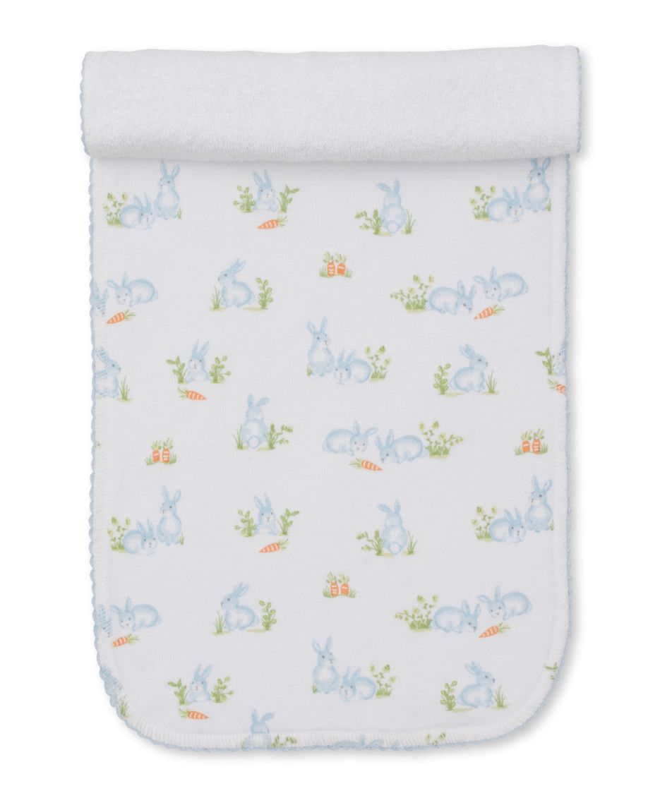 KK Baby Bunny Patch Burp Cloth- Light Blue
