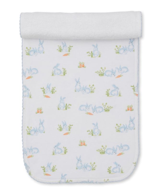KK Baby Bunny Patch Burp Cloth- Light Blue