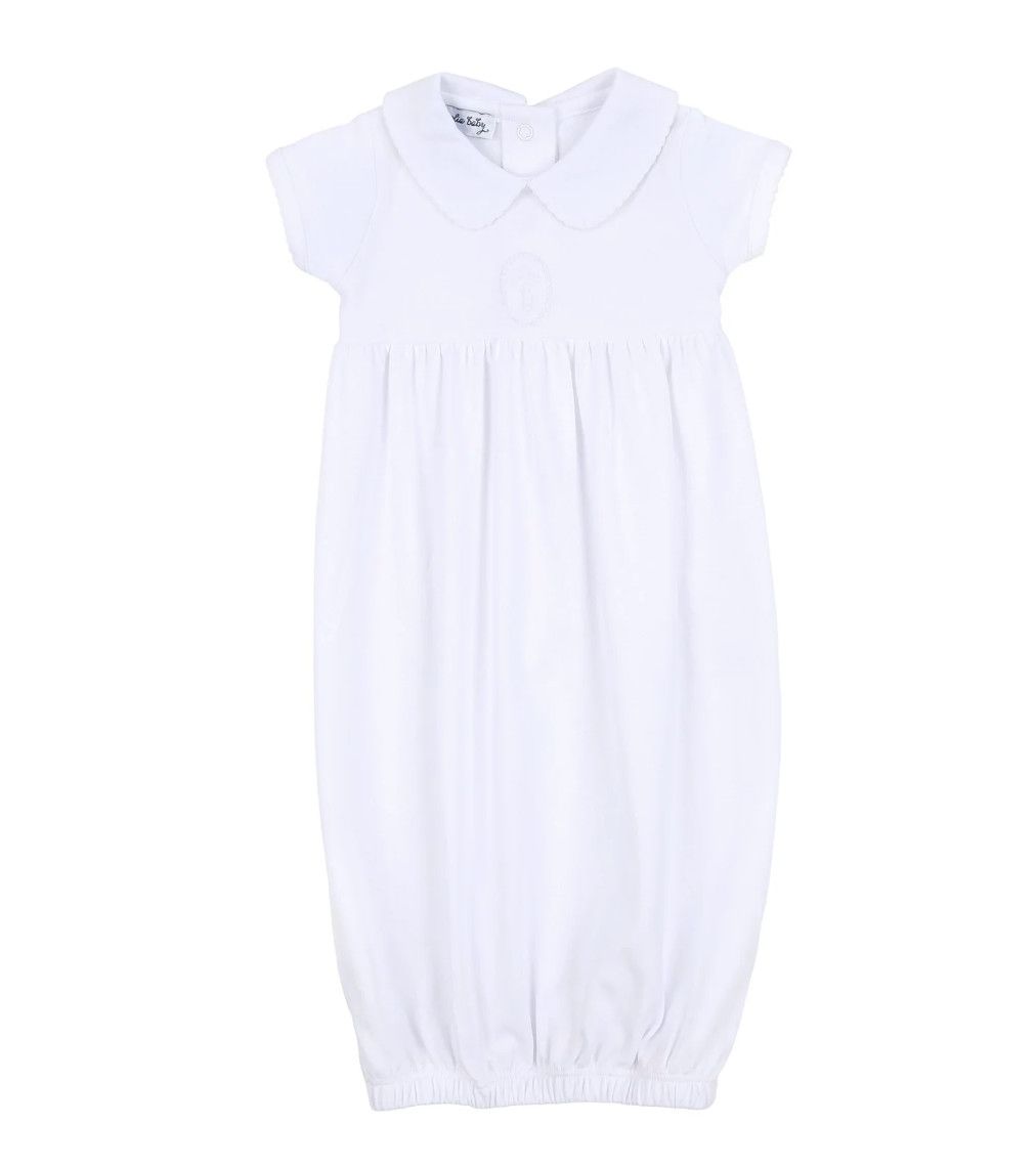 MB Blessed Spring Embroidered Collared S/S Gathered Gown