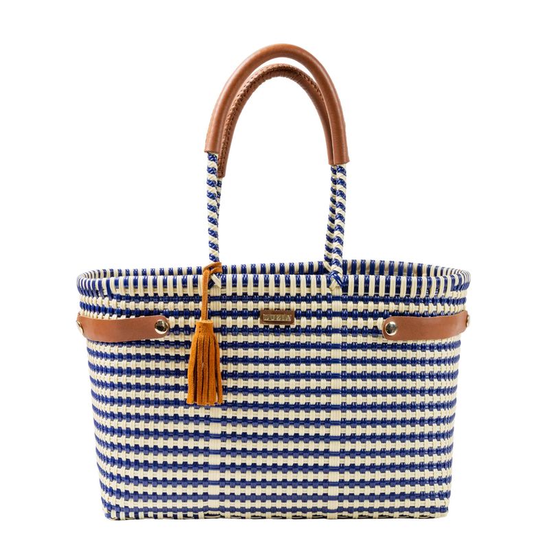 Open Basket Med. Lines- Navy Blue Beige