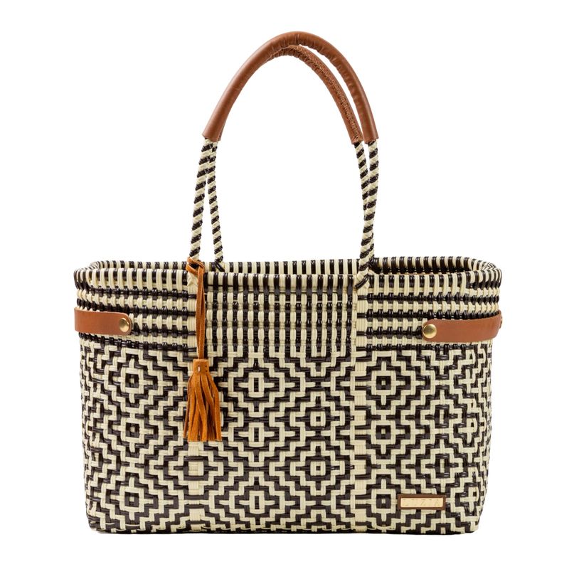 Open Basket Jumbo Cross Diamond- Brown Beige