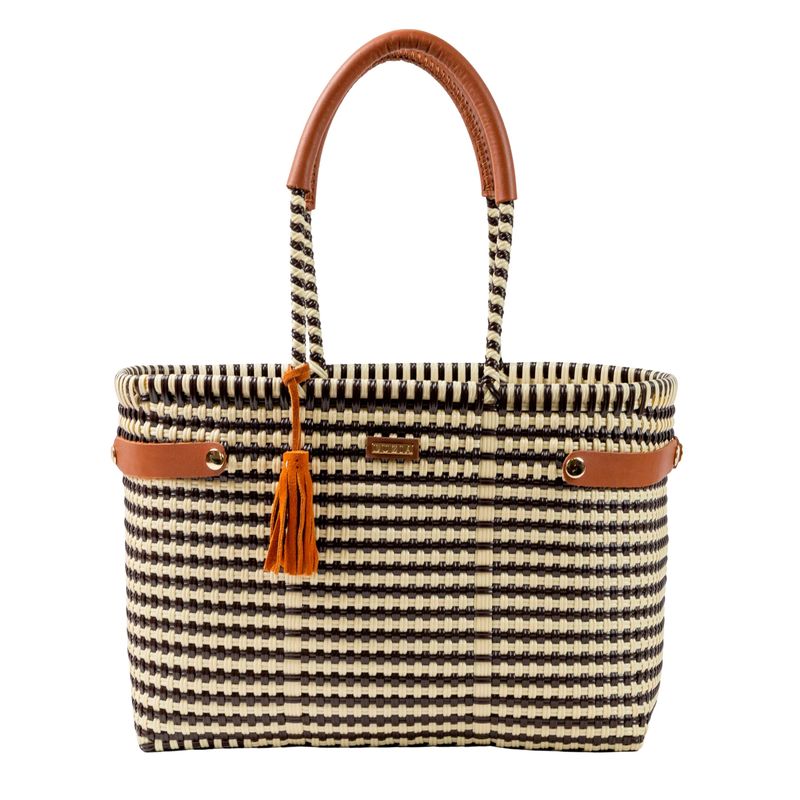 Open Basket Med. Lines- Brown Beige
