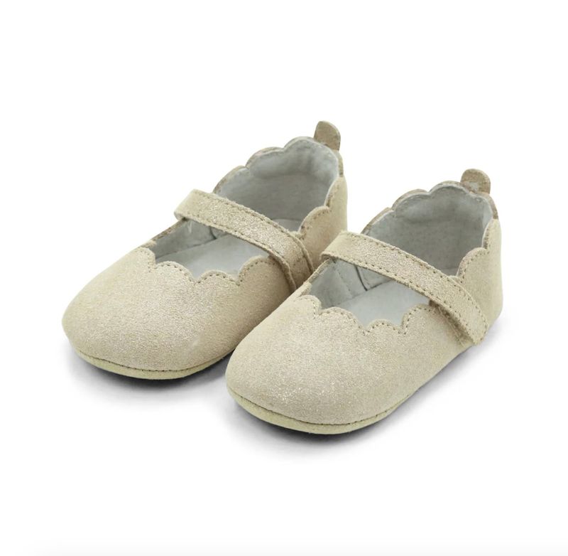 MIMI Scalloped Crib MJ- Champagne Suede Shimmer 