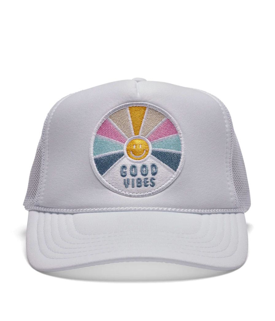 Youth Good Vibes Trucker Hat- White