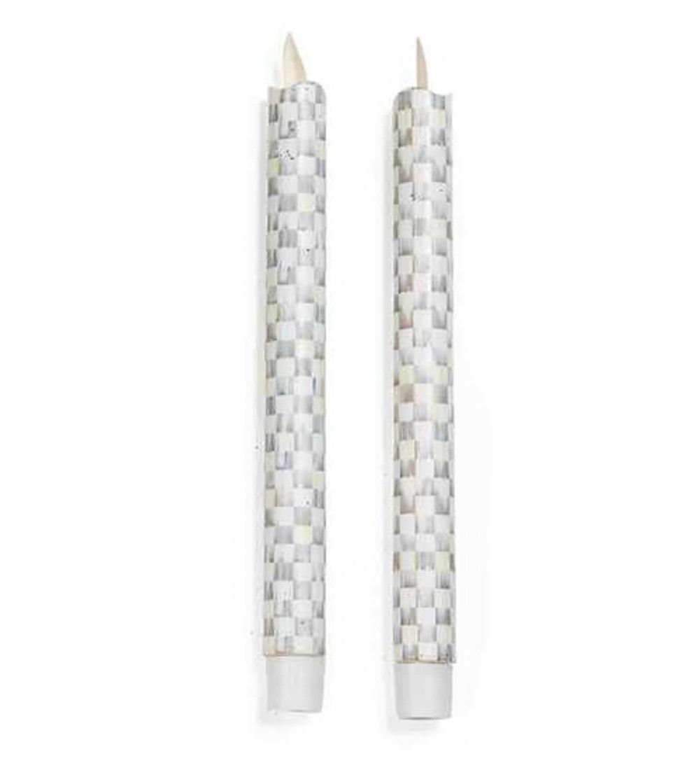 Sterling Check Flicker Dinner Candles, Set of 2