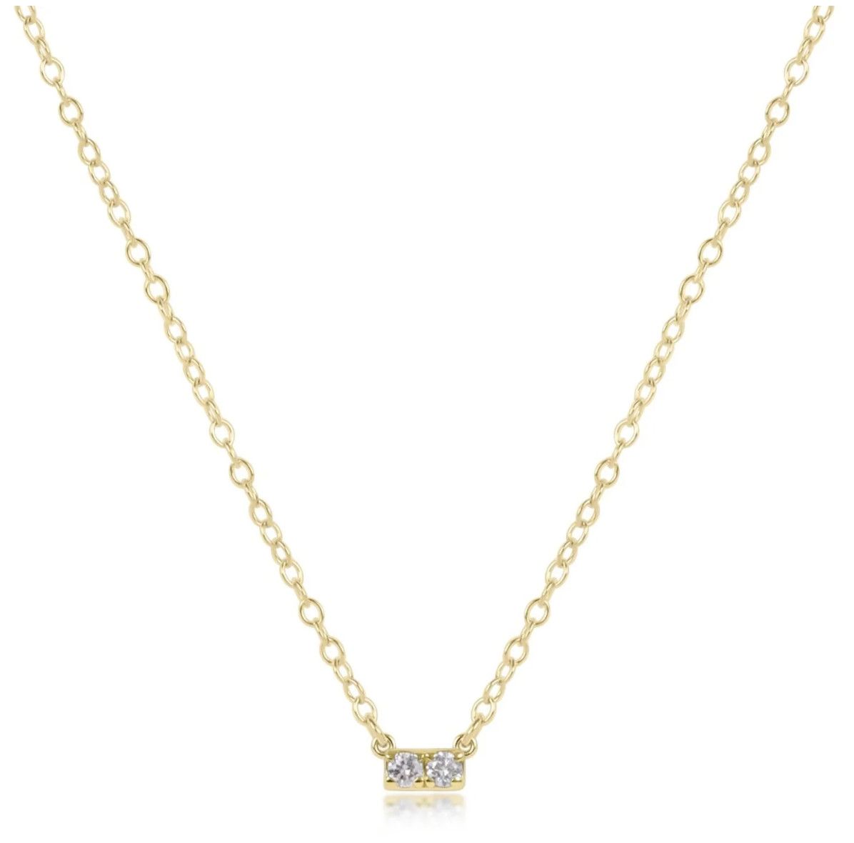 EN 14kt Gold &amp; Diamond Two Bar Necklace