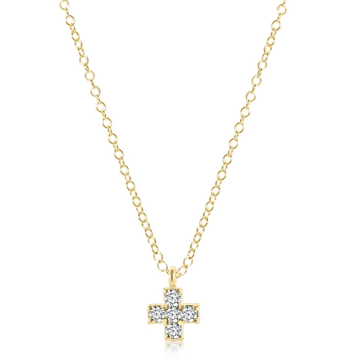 EN Gold &amp; Diamond Signature Cross Necklace