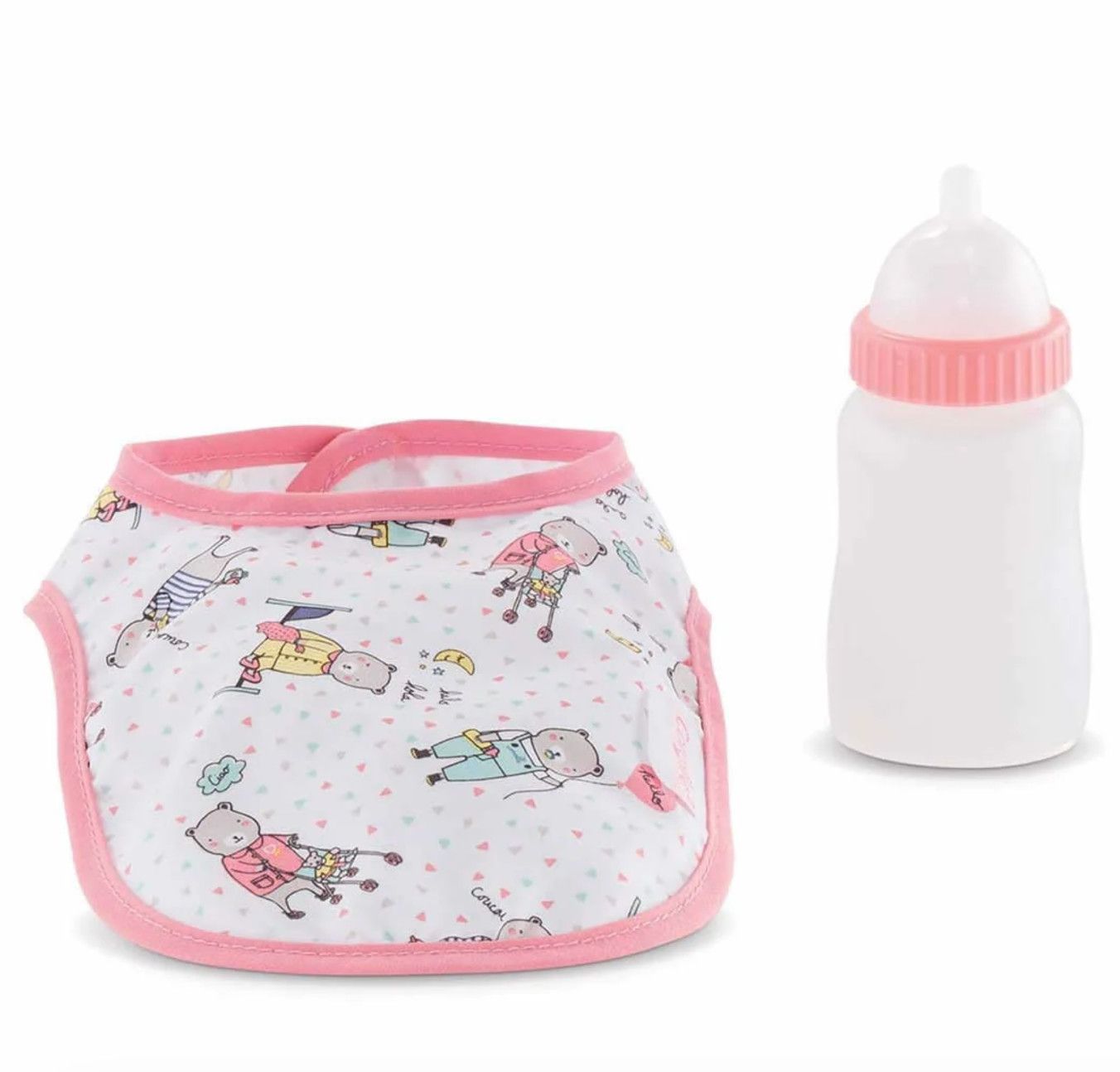 Corolle Baby Milk Bottle and Bib Set