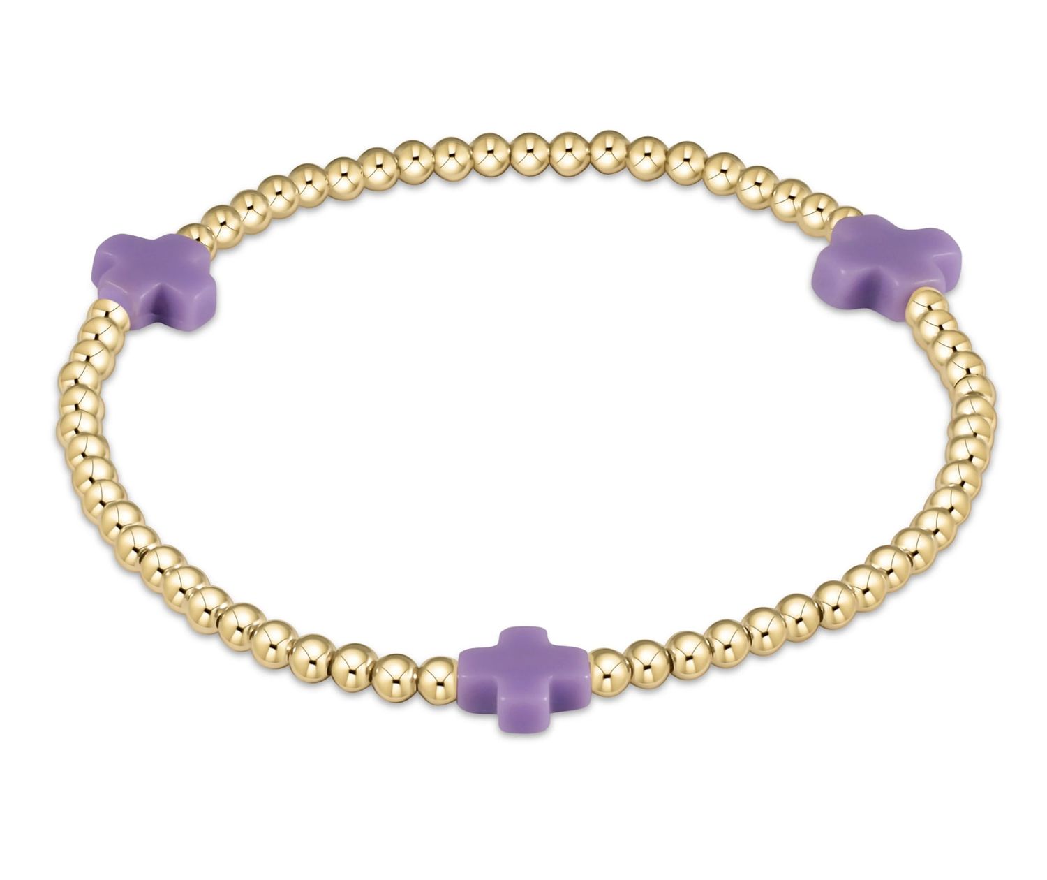 EGIRL Signature Cross Gold Pattern 3mm Bead Bracelet- Purple