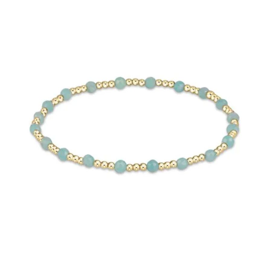 Gemstone Gold Sincerity 3mm Bead Bracelet- Amazonite
