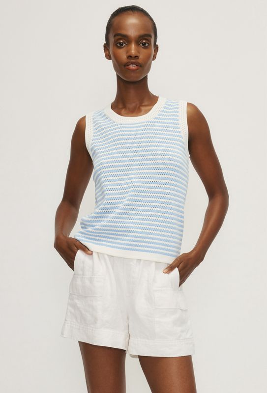 Amely Tank Top- Blue and White Stripe