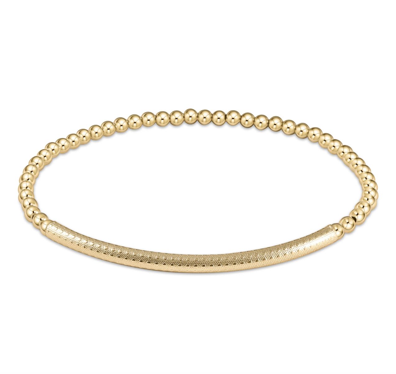 Classic Gold 3mm Bead Bracelet- Bliss Bar Textured