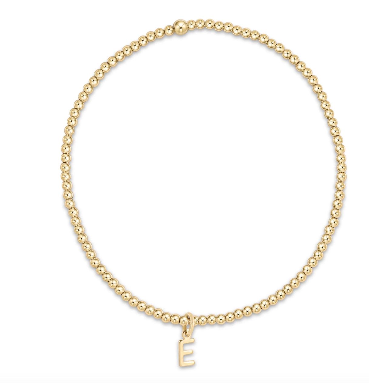 EN Classic Gold 2mm Bead Bracelet - Respect Gold Charm (asst Initials)
