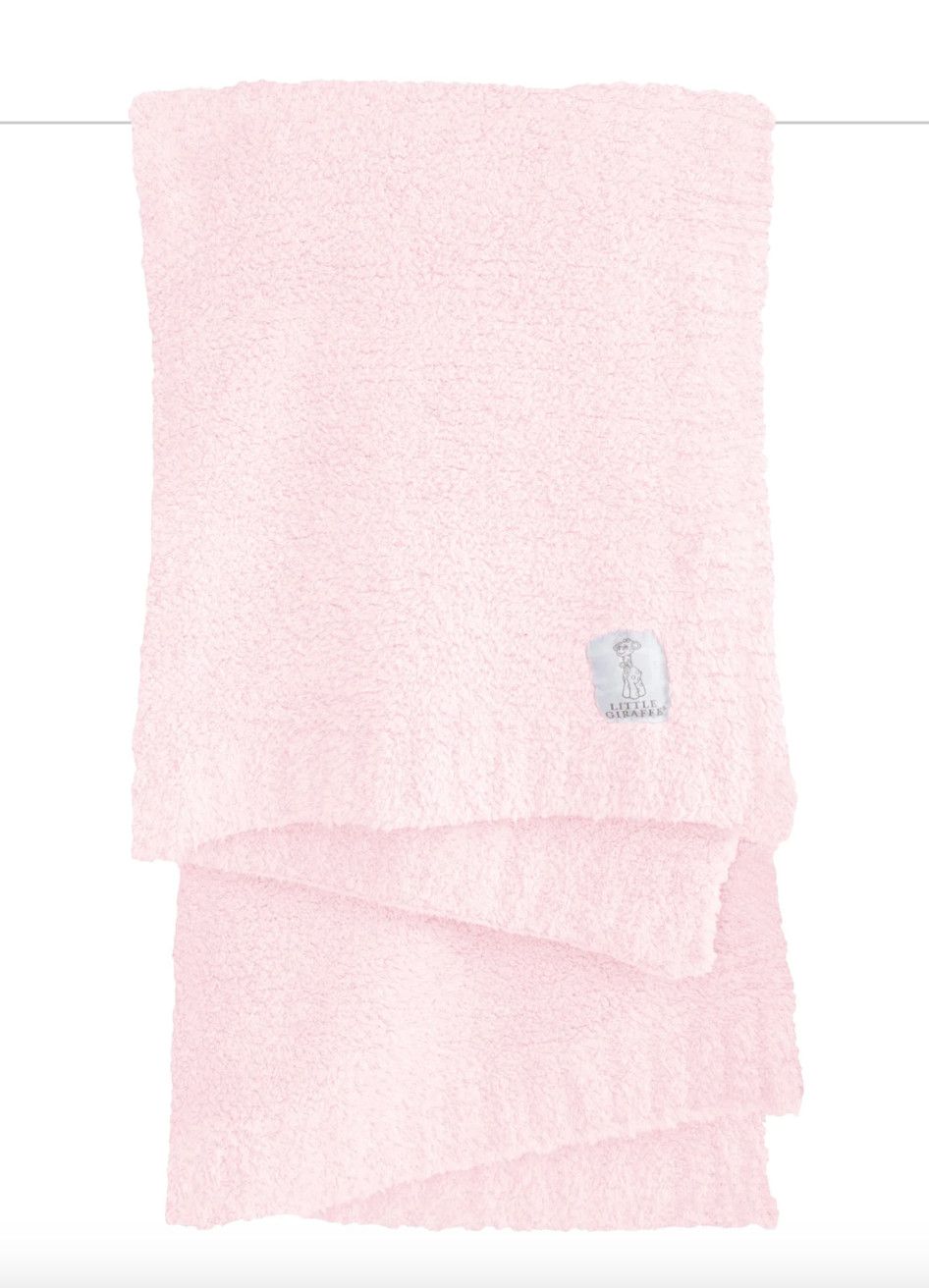 Pink Plush Chenille Knit Blanket